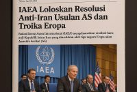 IAEA Loloskan Resolusi Anti-Iran Usulan AS dan Troika Eropa: Analisis Politik Internasional dan Landasan Hukum Global. FOTO : Grafis AI/Haikun
