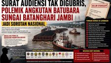 Polemik Angkutan Batubara Sungai Batanghari Jambi Menjadi Sorotan Nasional. (FOTO : Dok. HN)